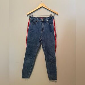 GUESS Side Stripe Skinny Jeans with Raw Hem - Size 30